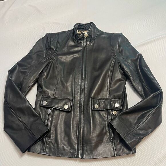 Betsey Johnson Genuine Leather Biker Moto Jacket Black Size XS - Picture 1 of 13